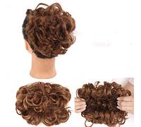 Chignon riccio di capelli grandi e disordinati da sposa con clip a pettine nella copertura della coda di capelli estensione della coda di cavallo capelli finti naturali sintetici-Q8-12