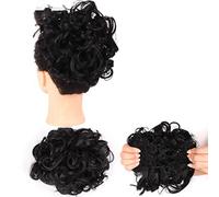 Chignon riccio di capelli grandi e disordinati da sposa con clip a pettine nella copertura della coda di capelli estensione della coda di cavallo capelli finti naturali sintetici-Q8-1B