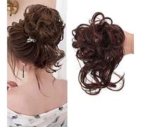chignon riccio per capelli,messy bun hair piece Capelli Estensioni dei Capelli Sintetici Chignon Finto per Donne (#2H33 mix nero naturale marrone scuro)