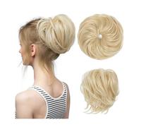 Chignon sintetico disordinato per donna, riccio riccio, Chouchou, coda di cavallo capelli ponytail per donne (spiaggia bionda)