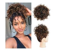 chignon spettinati per donne, Chignon morbido con clip - Pezzo di chignon riccio for donna, per donne, extension per capelli naturali per do(Black to Auburn Brown)