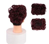 chignon spettinati per donne, Extension for chignon con clip e pettine sintetico for capelli ricci da donna, ideale for coprire lo chignon, per donne, extension per capelli naturali per do(Wine red)