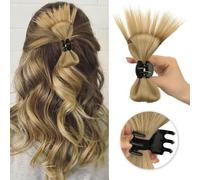 chignon spettinati per donne, Fermaglio for capelli con piume for donna - Chignon spettinato e fiocco, per donne, extension per capelli naturali per do(Brown red)