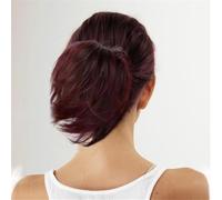 chignon spettinati per donne, Parrucca corta liscia europea alla moda con clip for coda di cavallo facile da modellare, per donne, extension per capelli naturali per do(Red)