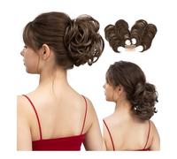 chignon spettinati per donne, Parrucca sintetica ondulata regolabile - Pettine laterale versatile for acconciature con chignon spettinato, per donne, extension per capelli naturali per do(Light brown