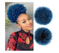 Chignon spettinato, Afro Puff Girl 8 pollici Kinky Curly Coulisse Coda di Cavallo Chignon Nero Extension for Capelli Chignon per capelli(Blue)