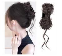 Chignon spettinato, Chignon con clip sintetiche for capelli ricci, parrucche resistenti al calore for donne Chignon per capelli(Brown black)