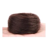 Chignon spettinato, chignon liscio per donna, extension per capelli neri, chignon corto con coda di cavallo, extension per capelli veri, capelli umani lisci regolabili,Dark Brown-A
