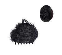 Chignon spettinato con clip for capelli raccolti da donna, extension for capelli corti con coda di cavallo e capelli umani brasiliani Ponytail Extension(Natural black)