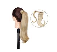 Chignon Spettinato per Donna Coda di cavallo sintetica lunga e dritta avvolgente for parrucche Extension Bun 18 pollici Clip for capelli a coda for le donne for l'uso quotidiano Chignon Spettinato(14)