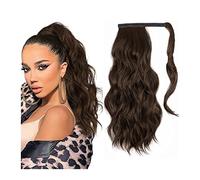 Chignon Spettinato per Donna Coda di cavallo sintetica ondulata lunga da 20 pollici che allunga la parrucca a coda for le donne Parrucche sintetiche morbide e Chignon Spettinato(Chocolate Brown)