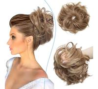 Chignon Updo disordinato per le donne sintetiche, scrunchies a ciambella, chignon, extension per capelli da biondo cenere a biondo ossigenato