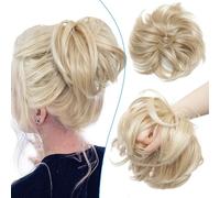 Chignon Updo disordinato per le donne sintetiche, scrunchies a ciambella, chignon, extension per capelli da biondo cenere a biondo ossigenato