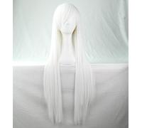 Chiguo Parrucca Da Donna 32 "/ 80 Parrucche Lunga Rettilineo Delle Capelli Parrucca Per Moda Adulti Womens Cosplay, Halloween, Natale, Mascherata, Carnevale, Rock Festival (Bianco)