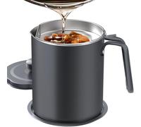 Chihee Barattolo Contenitore Colino Olio, Contenitore Barattolo in Acciaio Inossidabile 2 l per Olio con Rete Fine Adatto per Conservare Olio da Frittura Il Grasso di Cottura
