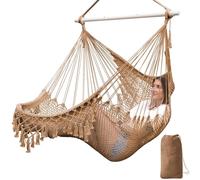 Chihee Sedie Sospese Sedia amaca super grande Sedia a corda in cotone morbido,Forte barra di diffusione in metallo pieghevole Ampio sedile pizzo Stretch Swing sedia Decorazione a tema interni
