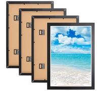 CHIHEUNG Confezione da 4 cornici portafoto in legno formato A3, con passepartout A3 e copertura in acrilico, cornice portafoto nera formato A3, da esporre a parete, per soggiorno, camera da letto