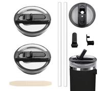 CHIHOLEN 2 Stanley Cup a prova di perdite, coperchio di ricambio per Stan-ley 30 oz, coperchio per Stanley Cup, accessori per Stanley Cup, con 2 cannucce e 1 Strumenti ausiliari di smontaggio(2 nero)