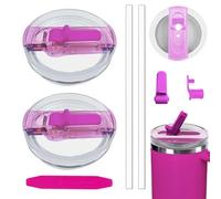 CHIHOLEN 2 Stanley Cup a prova di perdite, coperchio di ricambio per Stan-ley 40 oz, coperchio per Stanley Cup, accessori per Stanley Cup, con 2 cannucce e 1 Strumenti ausiliari di smontaggio(2 rosa)
