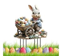 CHIHOLEN Decorazione pasquale per esterni, decorazione da giardino, Pasqua, decorazione primaverile, per esterni, coniglietti pasquali, statuette vintage, decorazione da giardino, in acrilico 2D