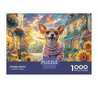 Chihuahua 1000 pezzi Flower Field Stroll Puzzle in cartone robusto antipolvere per principianti, regalo di compleanno, hobby per interni, divertimento nei giorni di pioggia, 52x38 cm/1000 pezzi