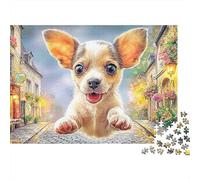 Chihuahua 1000 Pezzi Strada fiorita europea Cartone Resistente Puzzle Per Uomo E Donna, Difficile Sfida Educativa, Idea Regalo Famiglia 52x38cm/1000pcs