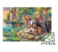 Chihuahua 1000pcs Thick Cardboard Puzzle del perro del estanque Jigsaw Puzzle Adults Challenging Decompression Relaxation Home Decor for Men Women 70x50cm/1000pcs