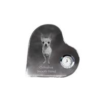 Chihuahua a pelo lungo orologio a forma di cuore con cane Art-Dog