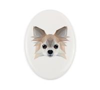 Chihuahua a pelo lungo piastrella geometrica Art-Dog
