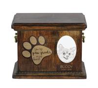 Chihuahua a pelo lungo urna con piattina ceramica Art-Dog