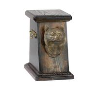 Chihuahua a pelo lungo urna di legno con cane Art-Dog