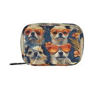Chihuahua - Borsa per medicina estetica per cani blu navy con scomparti staccabili, organizer portatile pillole mensile per borsa