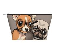 Chihuahua Bulldog carino carlino cane animale domestico amici cucciolo beige, Borsa da toilette Borsa per trucco Borsa per cosmetici Borsa da toilette da viaggio portatile