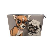 Chihuahua Bulldog carino carlino cane animale domestico amici cucciolo beige, Borsa da toilette Borsa per trucco Borsa per cosmetici Borsa da toilette da viaggio portatile