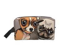 Chihuahua Bulldog carino carlino cane animale domestico amici cucciolo beige, Borsa per il trucco Borsa per cosmetici Borsa da viaggio portatile da viaggio Borsa per trucco Organizer