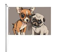 Chihuahua Bulldog Carlino Carino Cane Animale Domestico Amici Cucciolo Beige,Bandiera da giardino, bandiera decorativa da cortile, bandiera bifacciale, 2x3 piedi, per esterni e interni