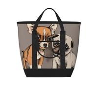 Chihuahua Bulldog Carlino Carino Cane Animale Domestico Amici Cucciolo Beige,Borsa porta pranzo grande capacità isolata per donne e uomini, lavoro, picnic, viaggi