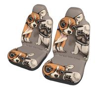Chihuahua Bulldog Carlino Carino Cane Animale Domestico Amici Cucciolo Beige,Coprisedile per auto protezioni per sedili anteriori per auto, 2 pezzi