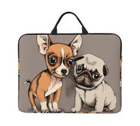 Chihuahua Bulldog Carlino Carino Cane Animale Domestico Amici Cucciolo Beige, Custodia per laptop da 14 pollici, borsa per notebook, custodia per laptop, valigetta con maniglia