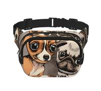 Chihuahua Bulldog Carlino Carino Cane Animale Domestico Amici Cucciolo Beige, Marsupio quadrato a doppio strato, borsa da viaggio, marsupio casual