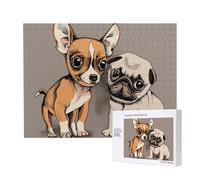 Chihuahua Bulldog Carlino Carino Cane Animale Domestico Amici Cucciolo Beige,Puzzle in legno da 500 pezzi, gioco di famiglia, puzzle per adulti e adolescenti, decorazioni per la casa