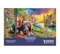 Chihuahua by Seaside Flowers 1000 Pezzi Puzzle Classici Per Adulti E Bambini ≥12 Anni Giochi Rilassamento E Intelligence Nature Pet Sfida Impossibile Decorazione Casa Difficile Alta Qualità Pz 52x38cm