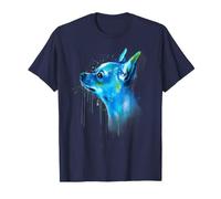 Chihuahua Cane Blu Acquerello Astratto Splash Ritratto Arte Maglietta