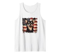 Chihuahua Cane Con Bandiera Americana Sfondo Canotta