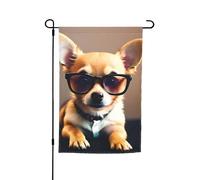 Chihuahua Cane Occhiali 1 Stampa 12 X 18 pollici Floreale Giardino Bandiera Tutte Le Stagioni Outdoor Yard Decor Spessore Per Prati Bandiera