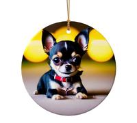 Chihuahua Cane Stampa Natale Colleghi Regali Per Amici Famiglia Circolare Ceramica Natale Appeso Ornamenti Per La Decorazione Dell'albero