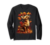Chihuahua Carino con Foglie Autunnali Cane estetico Autunno Foresta Maglia a Manica