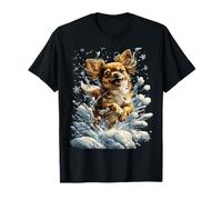 Chihuahua Carino con Neve e Fiocchi di Neve Cane Invernale Maglietta