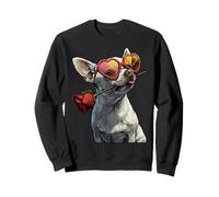 Chihuahua Carino con Occhiali Cuore Rosa San Valentino Cane Felpa