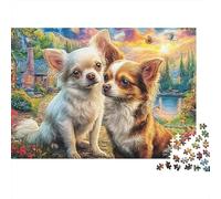 Chihuahua colorato con sfondo di montagna 1000 Pezzi Puzzle Premium in Cartone Extra Often Per Coppia Chihuahuas Adulti Allenamento Della Concentrazione Decorazione Da Parete Regalo 38x26cm/1000pcs